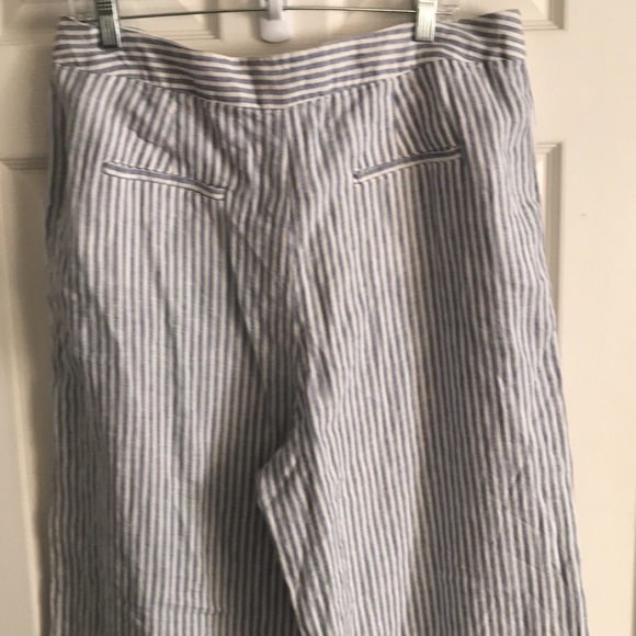 TAHARI linen blue and white striped pants - Picture 5 of 5